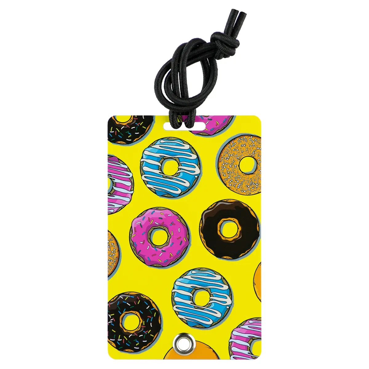 212 MAIN PVC Donut Print Luggage Tag Accessory - Waterproof PVC, Credit Card Size, Stylish, Secure, Hidden Info, Rivet Fastening - For Backpacks, Pet Carriers
