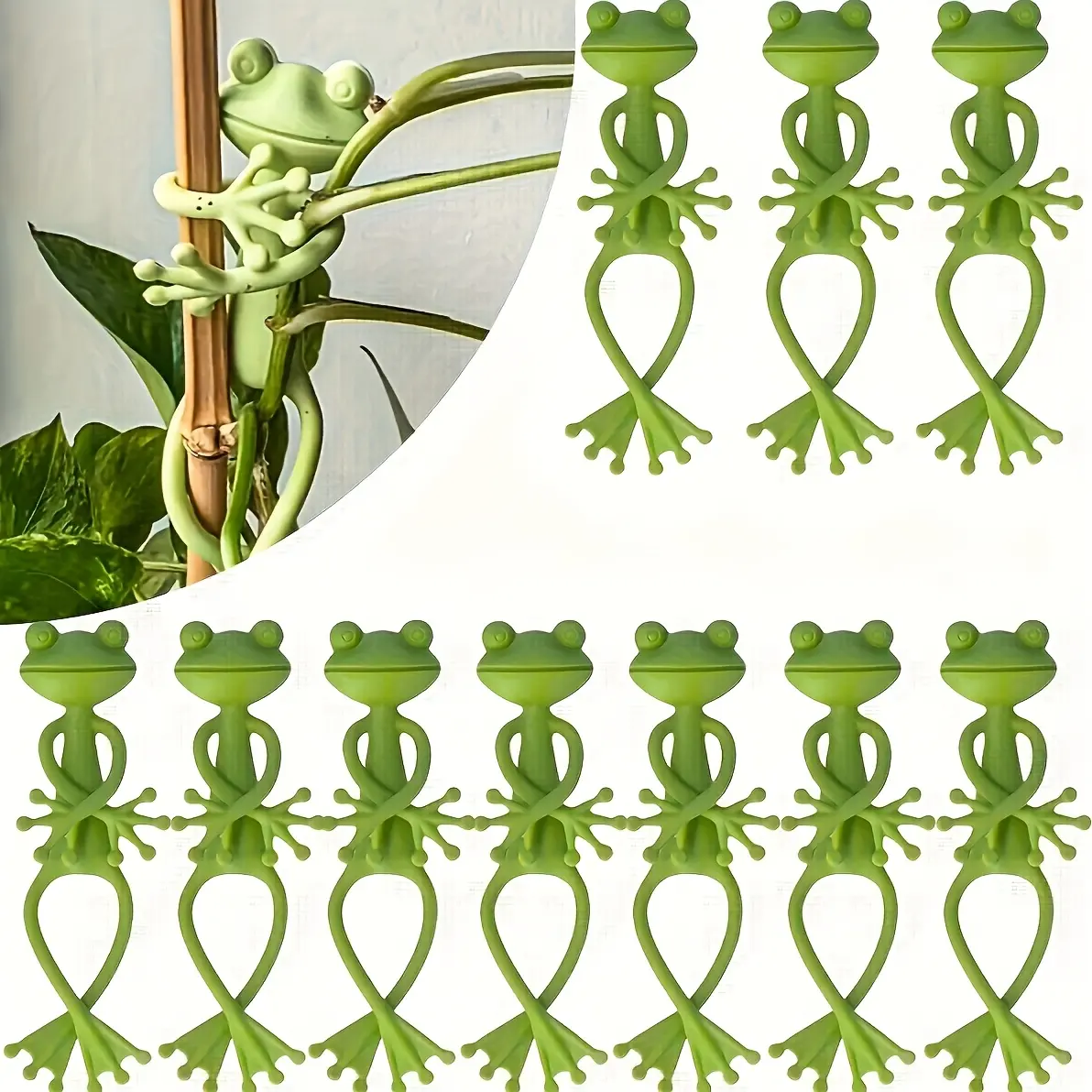 12pcs Frog Plant Stand, Cute Frog Flower Pot Hug Plant Climbing Fixing Clip, Multi-purpose Frog Flower Pot Decorative Plant Vine Traction, Cartoon Plant Branch Tightening Device, Suitable for Outdoor Decoration and Home Decoration