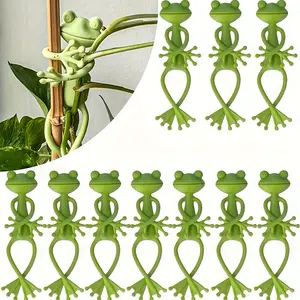 12pcs Frog Plant Stand, Cute Frog Flower Pot Hug Plant Climbing Fixing Clip, Multi-purpose Frog Flower Pot Decorative Plant Vine Traction, Cartoon Plant Branch Tightening Device, Suitable for Outdoor Decoration and Home Decoration