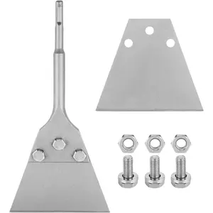 SDS Plus Floor Scraper Kit, 5 Inch x 11 Inch Tile Removal Tool with Spare Blades for Rotary Hammer Drill, Thinset Vinyl Scraper Adhesives Remover