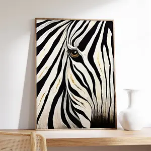 Zebra Eye Canvas Fashion Poster, Artistic Wall Decor Print, Ideal for Living Room Bedroom Dining Cafe, High-End Modern Artwork