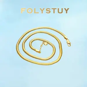 [FOLYSTUY (Y142)]19.68 Inch 4mm Herringbone Snake Chain Necklace, Dainty Flat Snake Bone Chain for Women Men, Minimalist Layering Choker, Classic Everyday Wear Jewelry Gift