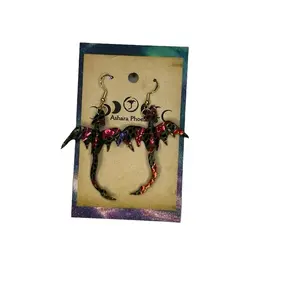 Rainbow Cosmic Dragon singles Earrings Soul Awakening Energetic Balance Divine Truth Handcrafted Sacred Intention Light Shadow Aura Harmony Spiritual Alignment Nickel Free Comfortable Unique Design