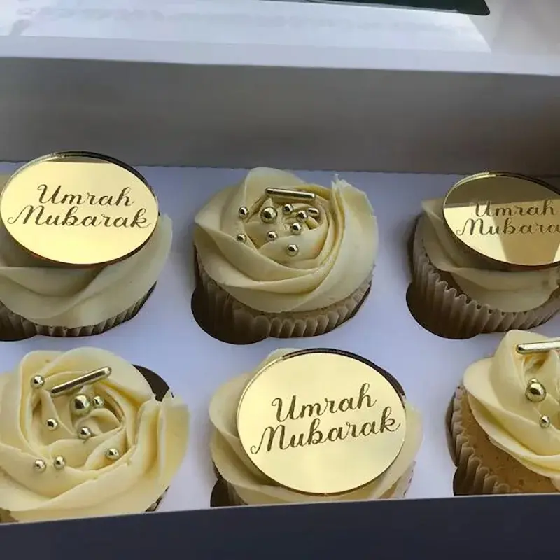 10pcs umrah mubarak Cupcake Toppers Muslim Islamic Ramadan Kareem Iftar hajj party Happy eid Al-Adha holiday table decoration Cream Cake Decorations Cake Decoration Supplies