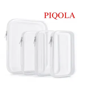 Transparent storage box, transparent hard zipper case, plastic transparent storage container for tools and small items, girls' supplies, portable travel storage set, cosmetic storage box, jewelry box, toy storage box, high transparency
