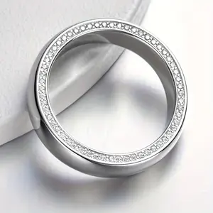 1pc Vintage 925 Silver GRA Loose Moissanite Ring Men Classic Closed Band Engagement Wedding Anniversary Valentine Father Gift