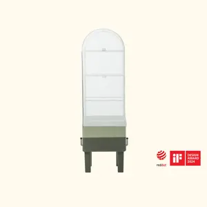 EZCube Self-Watering Planter 21" x 24" Elevated Sage Green Stackable Pots with Cage & Cover Bundle for Herbs Vegetables & Climbing Plants