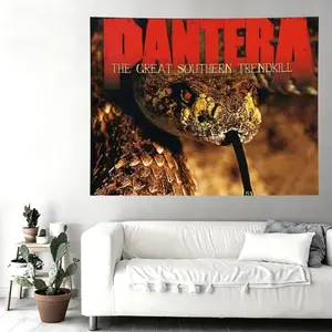 Pantera The Great Southern Trendkill Rattlesnake Wall Flag Tapestry, Vintage Heavy Metal Band Wall Art Tapestry Wall Hanging for Bedroom, Dorm & Man Cave Decor