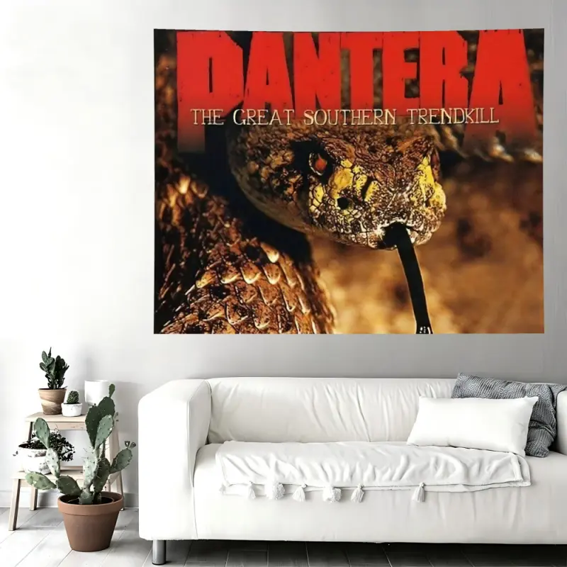 Pantera The Great Southern Trendkill Rattlesnake Wall Flag Tapestry, Vintage Heavy Metal Band Wall Art Decorative Tapestry Wall Hanging for Bedroom, Dorm & Man Cave Decor