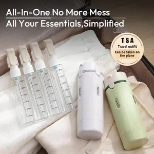 2Pack 4 in 1 Travel Dispenser Bottle,TSA Compliant Travel Bottles Set, 4 Pack 30ML Travel Bottles for Toiletries, Leak Proof Travel Size Containers,Refillable Shampoo Lotion Conditioner for Travel,Camping portable set Makeup Tools Set Makeup Brush Washer