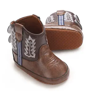 New Winter Baby Boots Vintage Denim Soft Non-Slip Boys Girls Western Knight Shoes Children Spring Cute