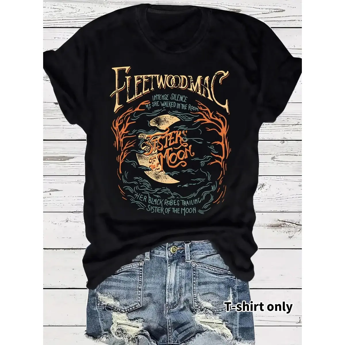 Whimsigoth Mystic Moon Graphic T-Shirt, Vintage Celestial Witchy Unisex Heavyweight Top