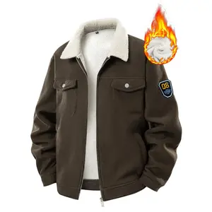 Men's Fall New Corduroy Fleece Casual Jacket Coat, Fashion Lapel Multi-Pocket Outerwear, Daily Outdoor Wear Essential Zipper Top