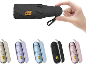 Mini Travel Umbrella with Waterproof Case, Ultra-Compact UV Sun Protection Pocket Umbrella, Lightweight Tiny Manual Umbrella for Purse & Backpack outdoorfun