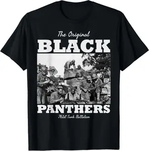 Black Panthers 761st Tank Battalion WW2 Tank Squadron T-Shirt Pure Cotton Graphic Tees Menswear Top: Gifts for Men & Women
