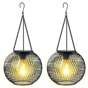 Outdoor Hanging Solar Lantern, Vintage Pendant Light, Outdoor Garden Patio Decorative Light, Solar Light for Patio Garden Decorative Lighting