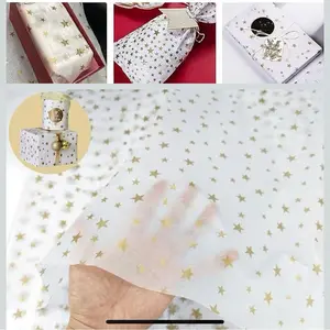 Gold Star Tissue Paper 30pcs Bulk Cute Biodegradable Gift Wrapping Paper for Birthday and Bouquet Packaging 35cm x 50cm Sheet