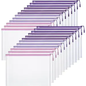 24 Pack  Mesh Zipper Pouch Bags, A4 Size Clear Mesh Zipper Storage Bags Bulk for School Office Organization
