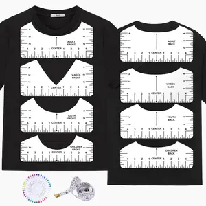 Jenly 10 Count T-Shirt Ruler Guide Set - 8 PVC Rulers & Measuring Tape for Adult Youth V- T-Shirts Heat Press Alignment Tools