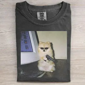 Funny Pomeranian Hacker Comfort Colors T-shirt, Retro Dog Meme Graphic Tee, Unisex Fit Design, Casual Streetwear, Gift for Dog Lovers