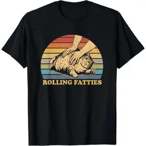 Hilarious Cat Rolling Fatties T-Shirt Featuring High-Quality Print Soft Comfortable and Practical Design Made in USA