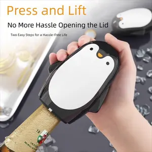 Portable Penguin Bottle Opener, Creative Automatic Magnetic Top Pop-Up, Fits Most Beer and Drink Caps, Ideal for Home Bar Camping Parties