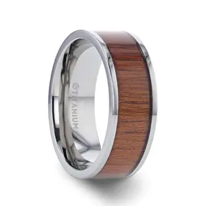 Wide Style, Koa Titanium Ring, 8mm