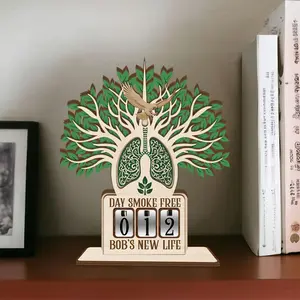 Quit Smoking Day Counter Wooden Decor | Smoke Free Tracker Gift for New Life