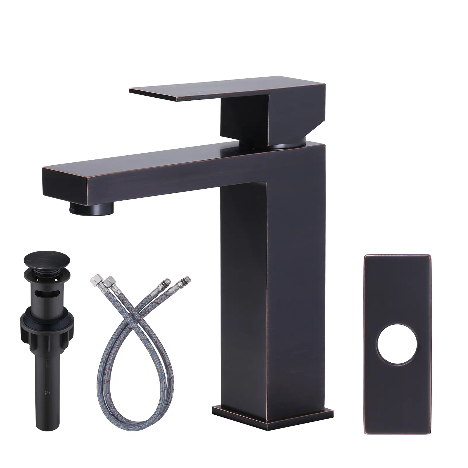 WOWOW Bathroom Faucets for Sink 3 Hole 1 Hole Oil Rubbed Bronze Bathroom Faucet Single Handle Lavatory Vanity Faucet with Deck Plate and Pop Up Drain, Faucet Aerator, Centerset Sink Faucet