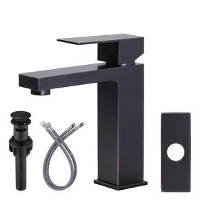 WOWOW Bathroom Faucets for Sink 3 Hole 1 Hole Oil Rubbed Bronze Bathroom Faucet Single Handle Lavatory Vanity Faucet with Deck Plate and Pop Up Drain, Faucet Aerator, Centerset Sink Faucet