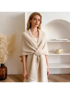 Foreign trade new popular solid color slit shawl for women, versatile fashion autumn-winter warm decorative atmosphere outerwear cardigan