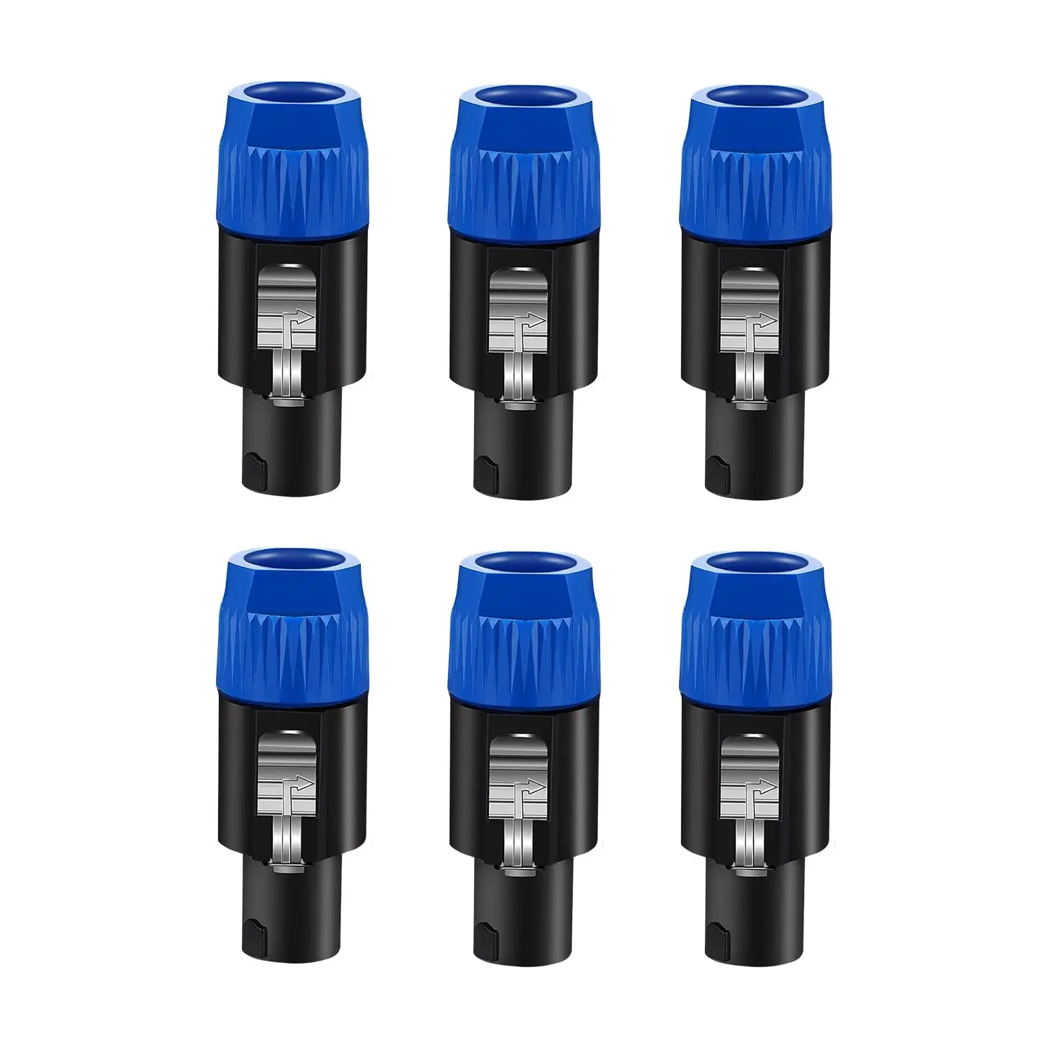 5 CORE 4 Pole Speakon Connector 6Pcs w Twist Lock Audio Jack Male Plug Loud Speaker to Amplifier Plug 4 Conductor Speak-On Cable (Blue)