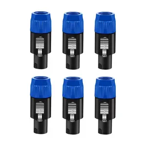5 CORE 4 Pole Speakon Connector 6Pcs w Twist Lock Audio Jack Male Plug Loud Speaker to Amplifier Plug 4 Conductor Speak-On Cable (Blue)