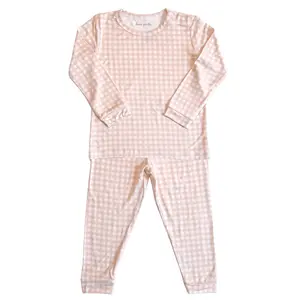 Toddler Pajama Set in Micro Gingham Petal Pink