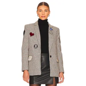 Central Park West Lucky Patches Blazer in Houndstooth