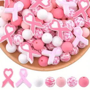 9/25/29/32PCS Pink Breast Cancer Awareness Ribbon Set Handmade DIY Accessories Decorative Beads Focal Beads Beading