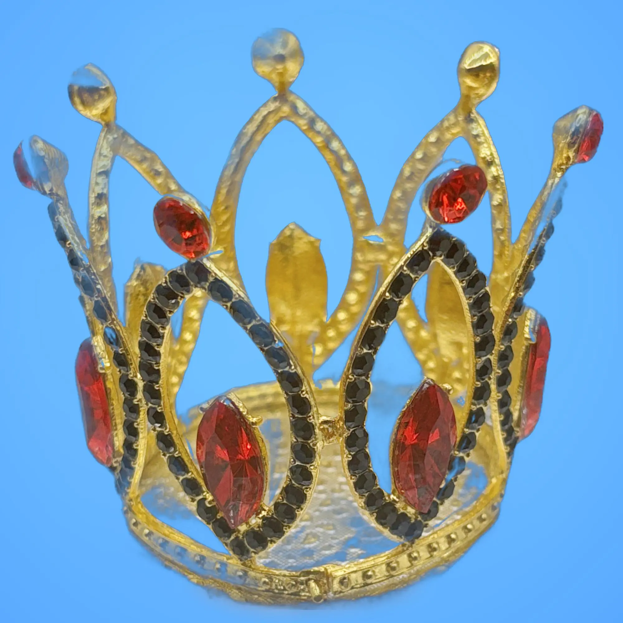 Bejeweled Elegua Crown, Home Religious Decor with Red Decorative Jewels