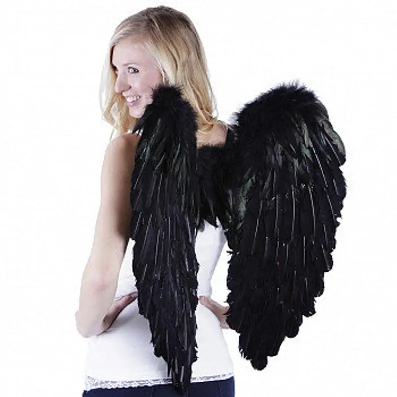 Black Angel Wings, Black Feather Costume Angel Wings, Premium Fantasy Feather Halloween