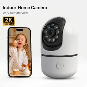 CowWolf 2K HD Indoor Security Camera 355° Pan Tilt，2.4GHz WiFi Pet Monitor Baby Camera Night Vision Motion Alert Two Way Audio Screen Sharing Cloud & SD Storage