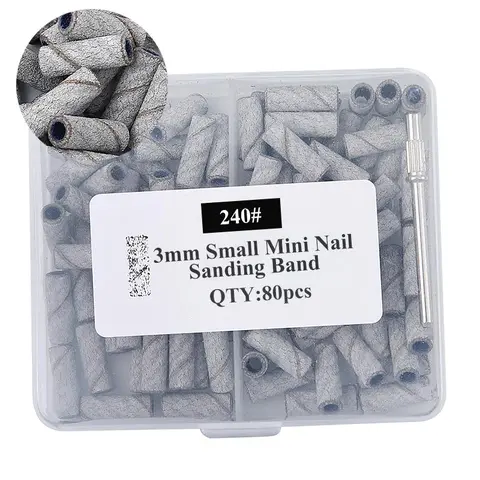 Mini Sanding Band with Mandrel Set, 80pcs/box Sanding Band for Nail Drill, Professional Nail Art Polishing Tool, Manicure & Pedicure Tools, Nail Grinding Tool, Nail Art Equipment, Nail Supplies