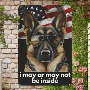 2D Flat 1pc, German Shepherd Dogs Vintage Metal Sign, Patriot American Dog Signs, I May Or May Not Be Inside Print Metal Sign, Home Decor, Outdoor Decor, Yard Decor, Garden Decorations 12*8inch 2D Flat, 2D Flat
