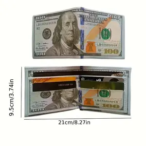 Vintage Retro Dollar Bill Wallet - PU Leather Credit Card Holder Zippered Coin Pouch for Men