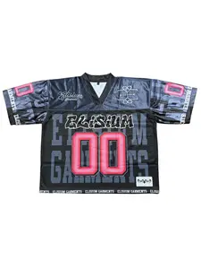 Elisium Opus 2 Premium Graffiti Jersey - Charcoal Grey/Pink All Over Print Short Sleeve V Neck Graphic Tee for Men's Daily Wear