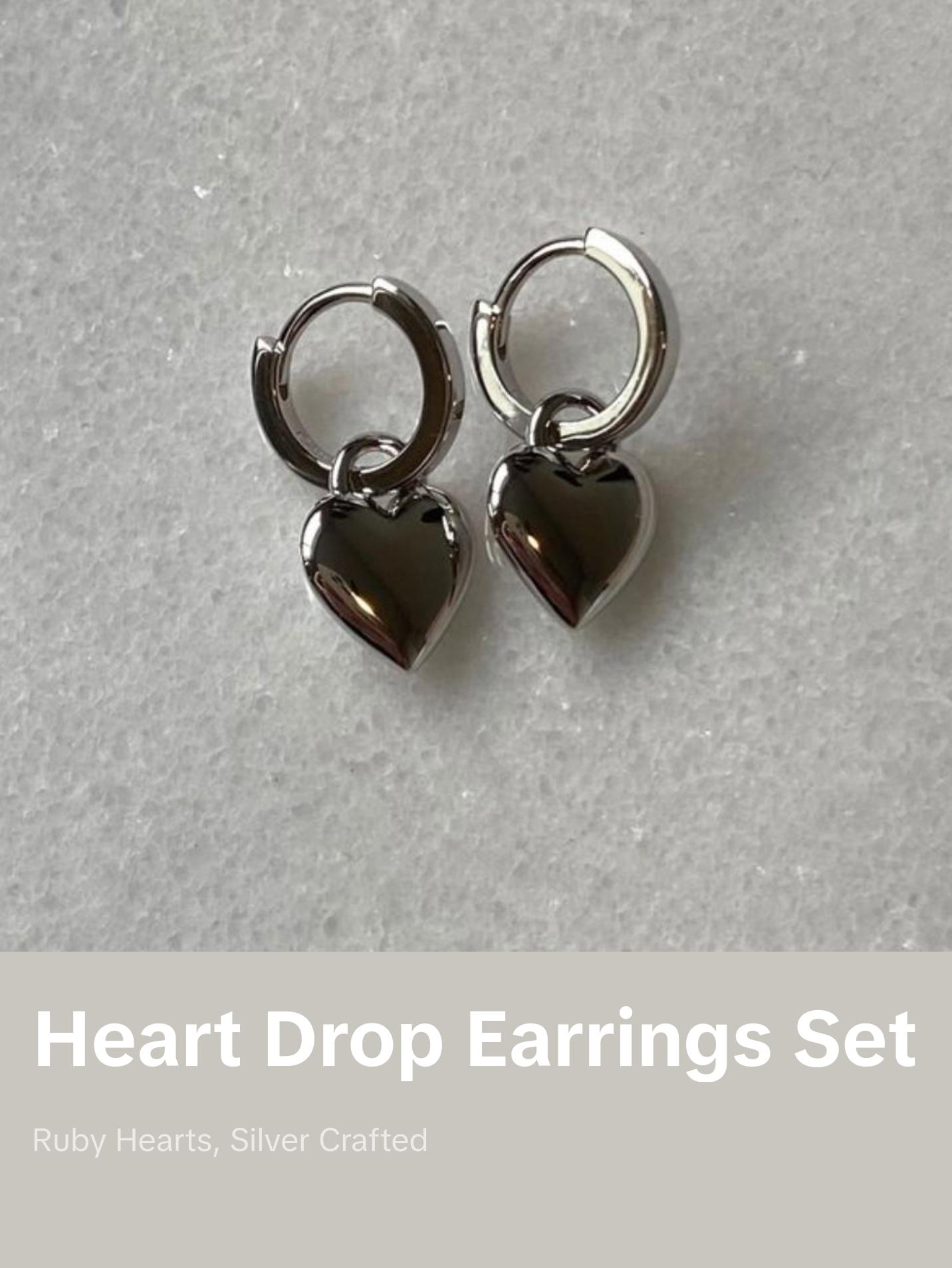Huggie Heart Drop Earrings