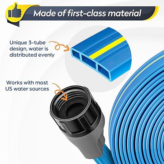 Sprinkler Soaker Hose 100FT - Heavy Duty Sprinkler Hose, Efficient Saving Water Hose for Garden Lawn Irrigation System with 40 Pack Staples Sprinkler Soaker Hose 100FT - Heavy Duty Sprinkler Hose, Efficient Saving Water Hose for Garden Lawn Irrigation System with 40 Pack Staples