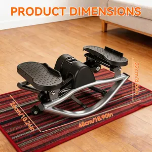 Mini Stepper for Exercise with Resistance Bands, Compact Hydraulic Stair Stepper with LCD Monitor, Adjustable Pedal Workout Equipment, 350LBS Loading Capacity Space-saving Fitness Machine for Home Gym & Office Use