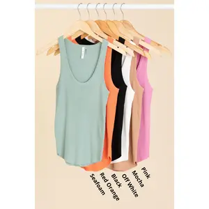 Classic Ribbed Scoop Neckline Knit Tank