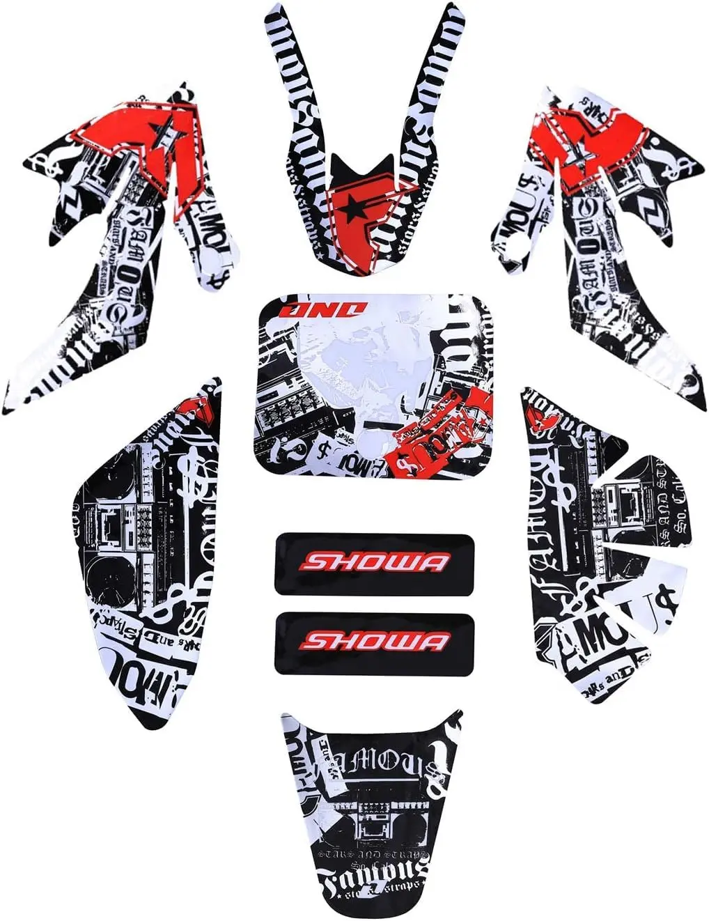 9pcs Decal Graphics Sticker Waterproof Plastic Fender Fairing Stickers for Pit Dirt Bike Offroad Motorcycle Powersport CRF50 XR50 SSR SDG DHZ Thumpstar 50cc 70cc 90cc 110cc 125cc 140cc 150cc 160cc