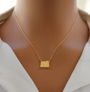 18K Gold Plated Dainty Brushed Oregon State Pendant Necklace – Minimalist State Pride Jewelry for Adventure Lovers