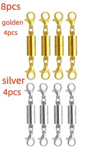 8pcs Silver Color & Magnetic Closure Necklace Clasps, Lobster Claw Buckle Converter, Bracelet Chain Jewelry Accessory, Secure Fastening, Elegant
